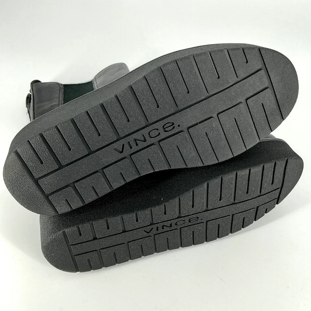 Vince. Size 7 Black‎ Leather Platform Chelsea Boots Water Repellent Pinecrest